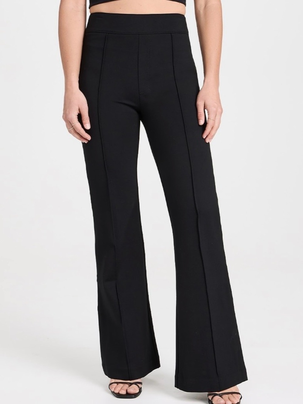 SPANX The Perfect Pant Hi-Rise Flare Ponte Pants Black Medium Petite